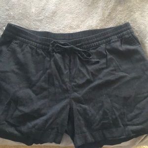 Black linen shorts